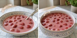 Hideg eperkrémleves recept, főzés nélkül, pillanatok alatt elkészül